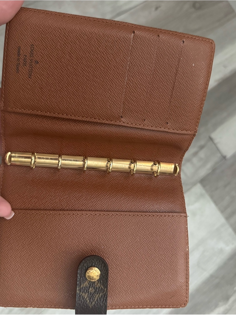Louis Vuitton Brown Leather Card & Key Ring Organizer with Gold Hardware